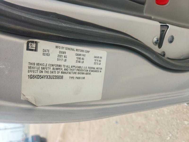 2003 Cadillac Deville მანქანა იყიდება აუქციონზე, vin: 1G6KD54YX3U235838, აუქციონის ნომერი: 62504626