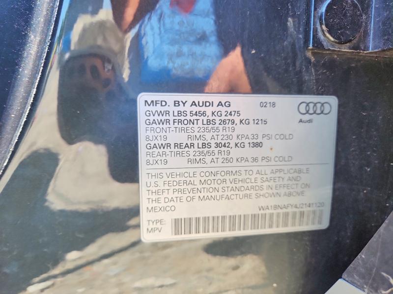 2018 Audi Q5 მანქანა იყიდება აუქციონზე, vin: WA1BNAFY4J2141120, აუქციონის ნომერი: 58795296