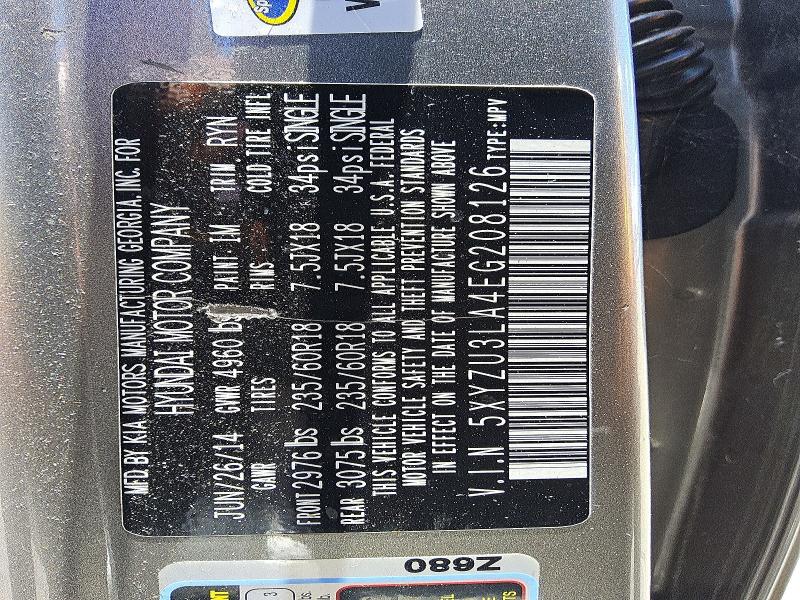 58560666 :رقم المزاد ، 5XYZU3LA4EG208126 vin ، 2014 Hyundai Santa Fe Sport مزاد بيع