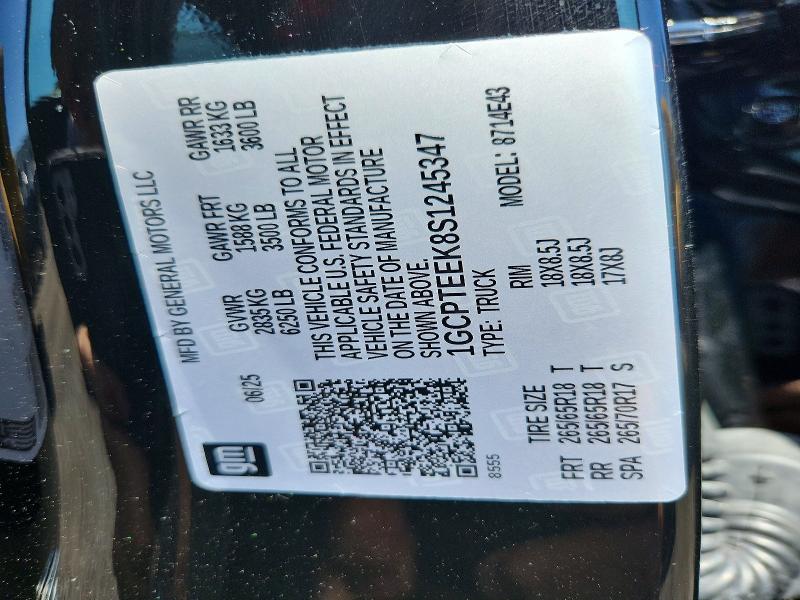 Aukcja sprzedaży 2025 Chevrolet Colorado, vin: 1GCPTEEK8S1245347, numer aukcji: 62020356
