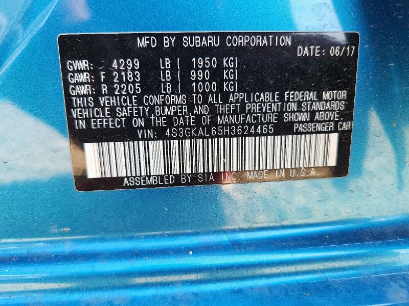 Продажа на аукционе авто 2017 Subaru Impreza Manual, vin: 4S3GKAL65H3624465, номер лота: 60818696