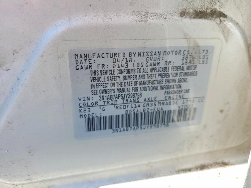 62215226 :رقم المزاد ، 3N1AB7AP5JY298798 vin ، 2018 Nissan Sentra مزاد بيع