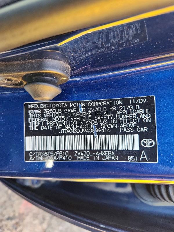 Aukcja sprzedaży 2010 Toyota Prius, vin: JTDKN3DU9A0089416, numer aukcji: 61514576