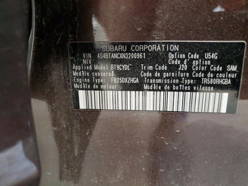 Продаж на аукціоні авто 2022 Subaru Outback, vin: 4S4BTANCXN3200961, номер лоту: 60320846