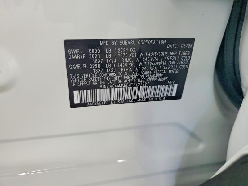 Продажа на аукционе авто 2026 Subaru Ascent, vin: 4S4WMABD4T3427927, номер лота: 59908966