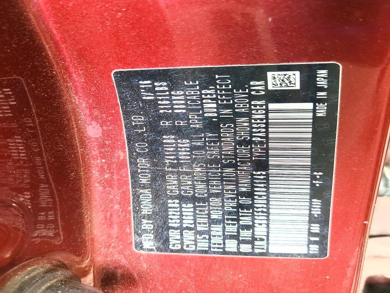 62512236 :رقم المزاد ، JHMCR6F59HC004145 vin ، 2017 Honda Accord مزاد بيع