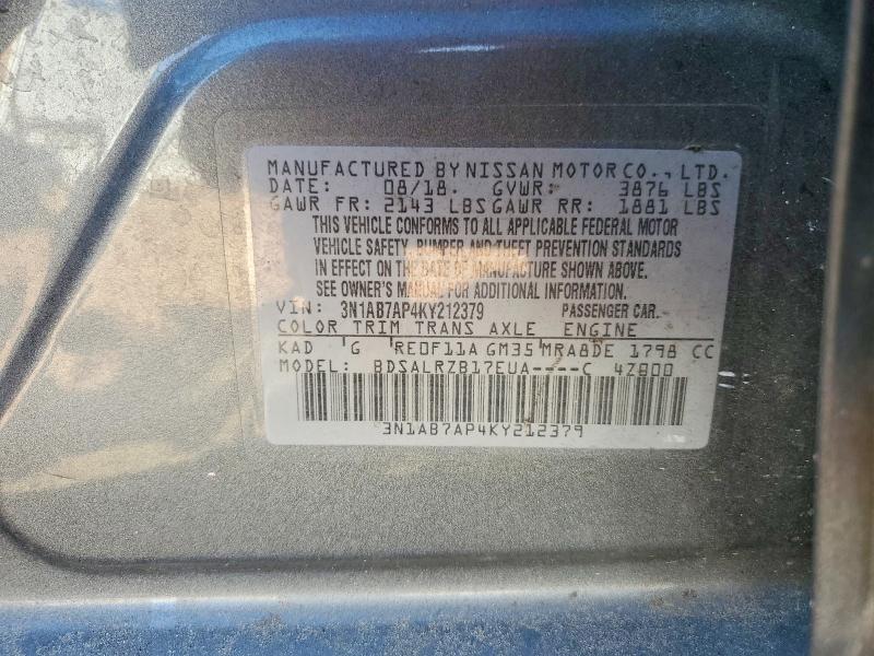 Продажа на аукционе авто 2019 Nissan Sentra, vin: 3N1AB7AP4KY212379, номер лота: 57292536