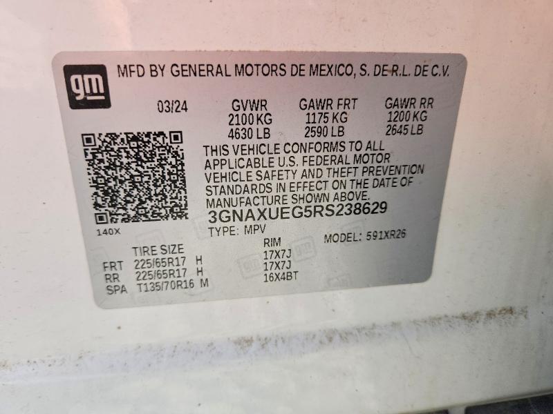 Продажа на аукционе авто 2024 Chevrolet Equinox, vin: 3GNAXUEG5RS238629, номер лота: 62277866