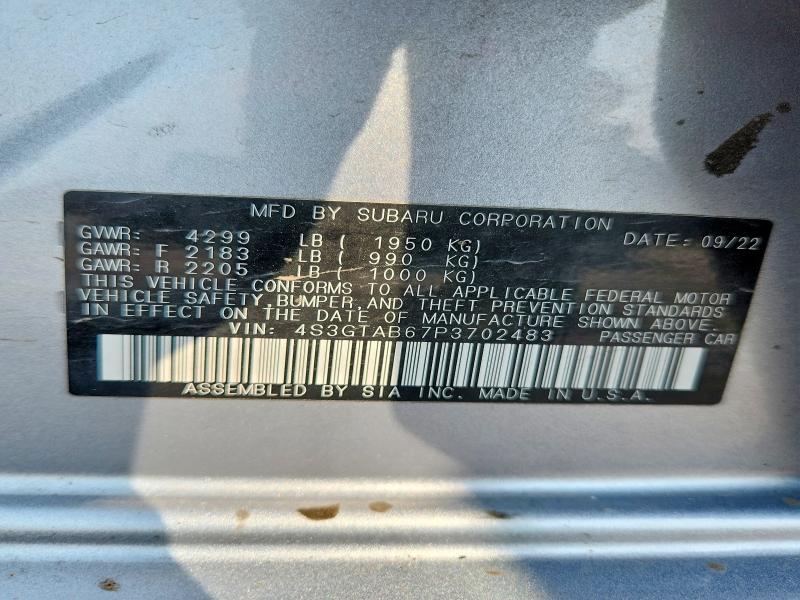 Продажа на аукционе авто 2023 Subaru Impreza, vin: 4S3GTAB67P3702483, номер лота: 60012166