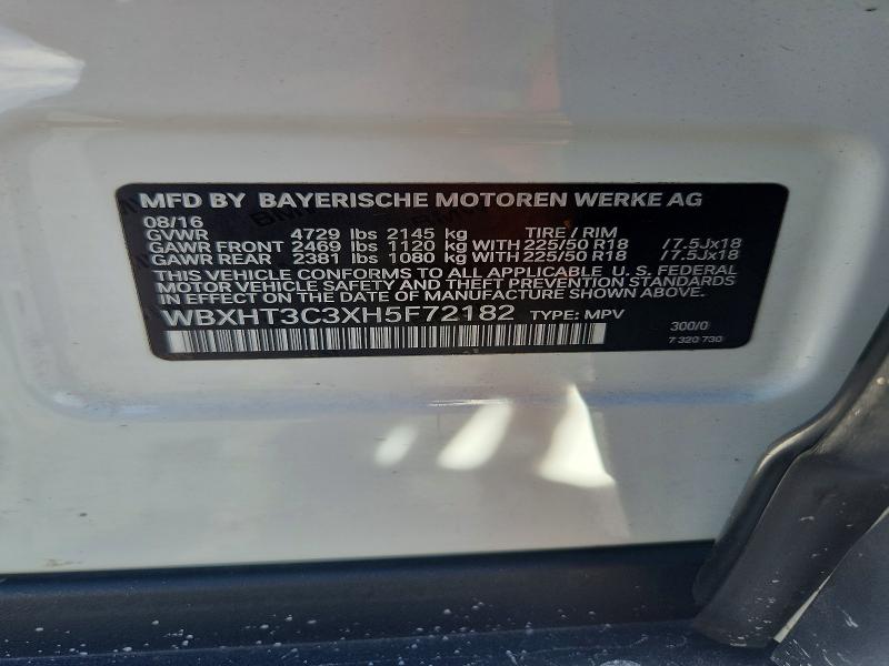 Aukcja sprzedaży 2017 Bmw X1, vin: WBXHT3C3XH5F72182, numer aukcji: 59776586