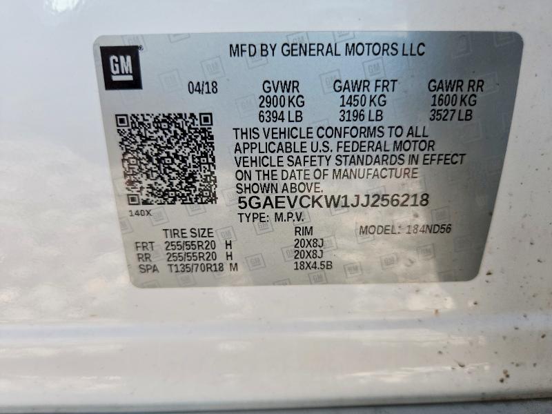 Продаж на аукціоні авто 2018 Buick Enclave, vin: 5GAEVCKW1JJ256218, номер лоту: 58596536