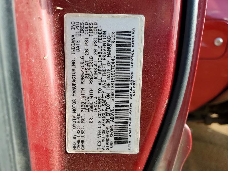 Aukcja sprzedaży 2001 Toyota Tundra, vin: 5TBRT38151S170441, numer aukcji: 61091336