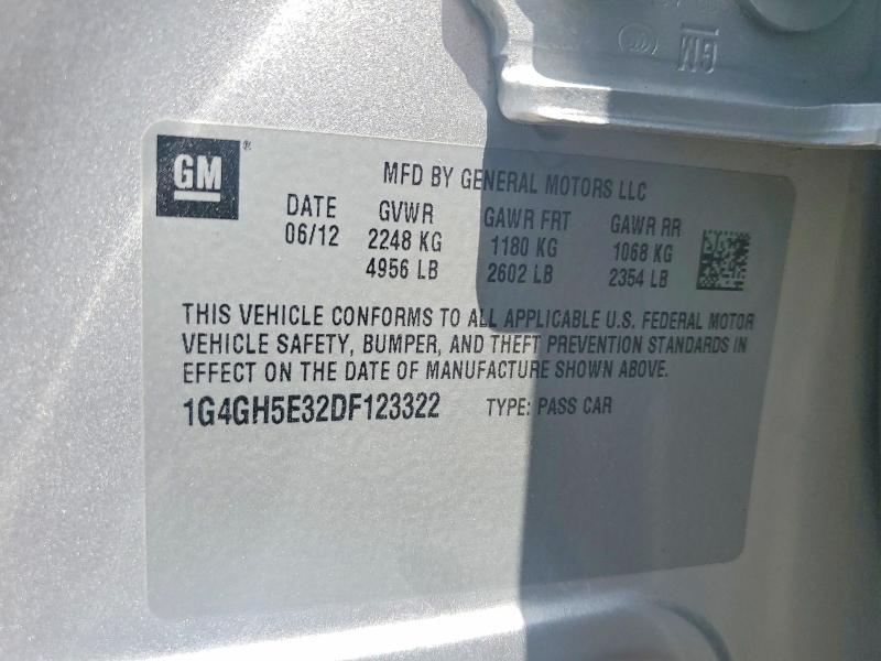 2013 Buick Lacrosse მანქანა იყიდება აუქციონზე, vin: 1G4GH5E32DF123322, აუქციონის ნომერი: 58610676