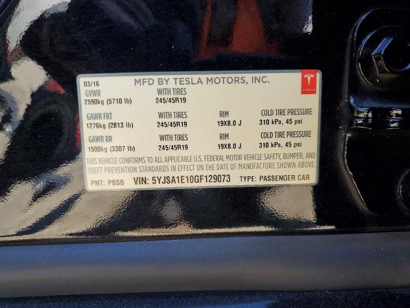 Продажа на аукционе авто 2016 Tesla Model S, vin: 5YJSA1E10GF129073, номер лота: 60692916