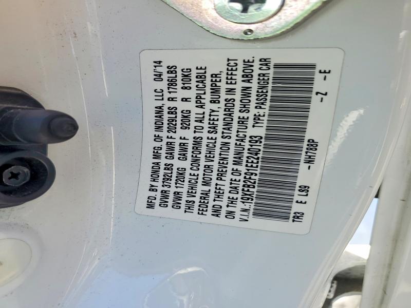 Aukcja sprzedaży 2014 Honda Civic, vin: 19XFB2F91EE240193, numer aukcji: 62498136