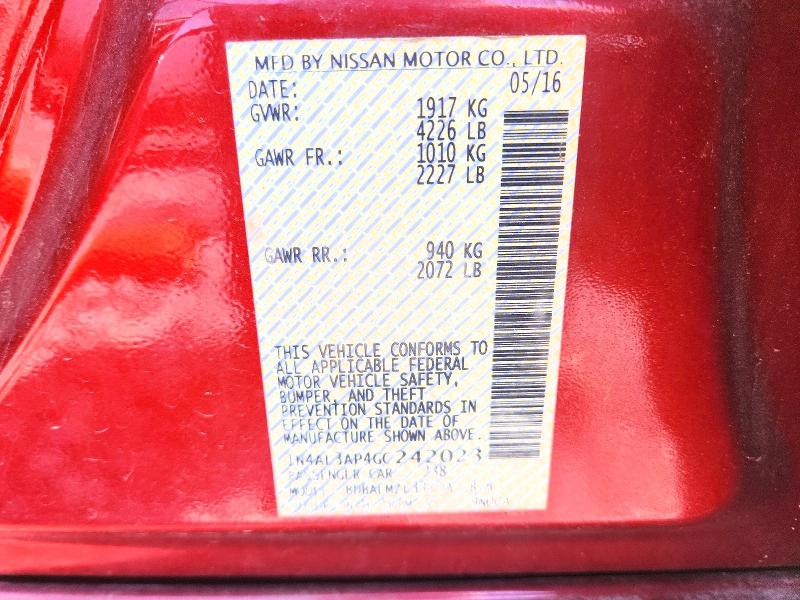85453075 :رقم المزاد ، 1N4AL3AP4GC242023 vin ، 2016 Nissan Altima مزاد بيع