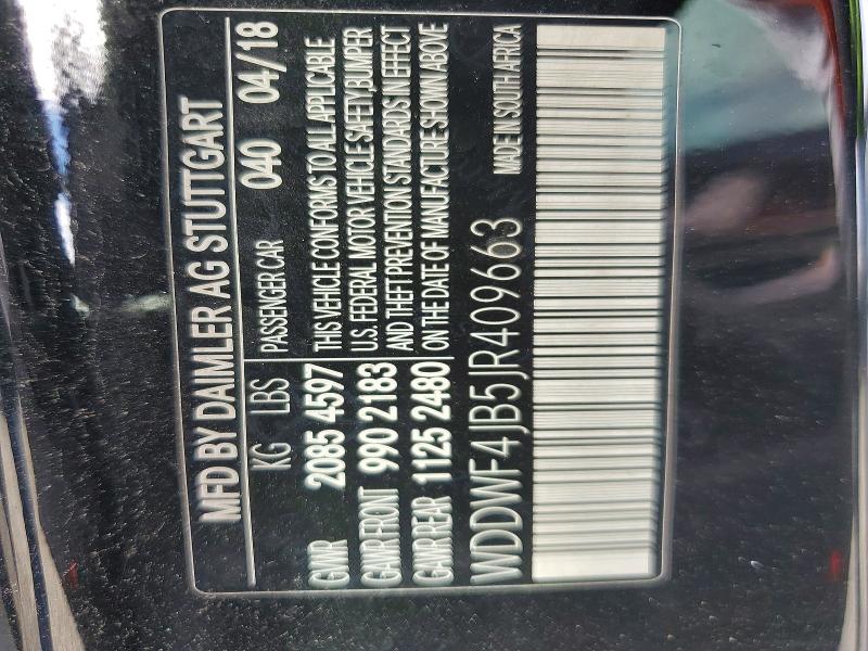 59299306 :رقم المزاد ، WDDWF4JB5JR409663 vin ، 2018 Mercedes-benz C مزاد بيع