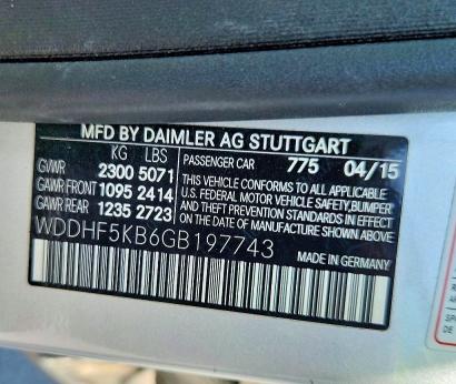 Продажа на аукционе авто 2016 Mercedes-benz E, vin: WDDHF5KB6GB197743, номер лота: 62021426