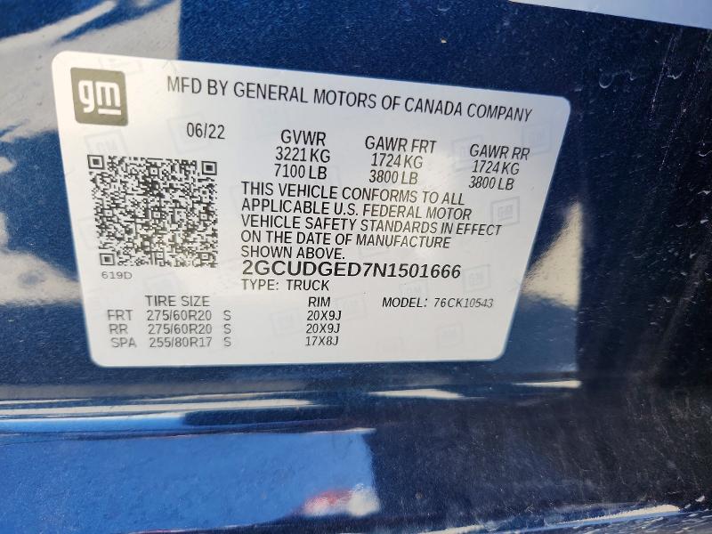 Продажа на аукционе авто 2022 Chevrolet Silverado, vin: 2GCUDGED7N1501666, номер лота: 60563126