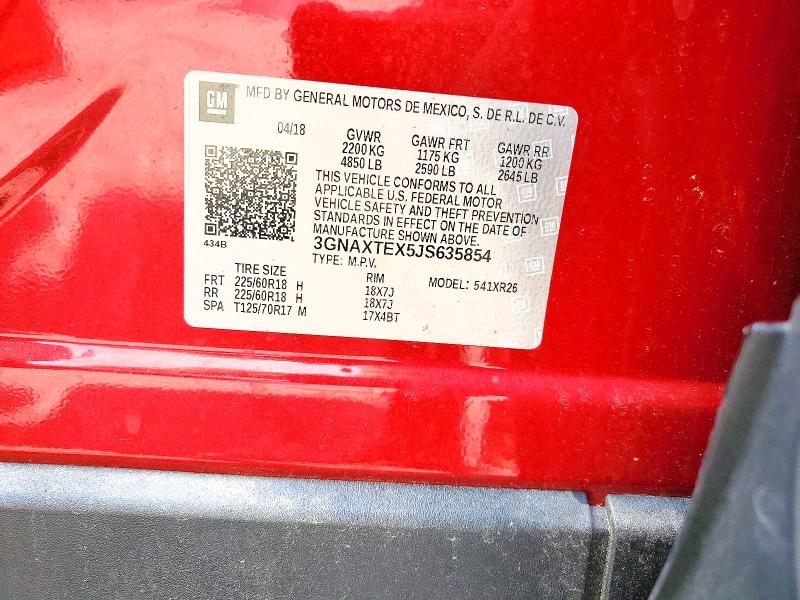 Продажа на аукционе авто 2018 Chevrolet Equinox, vin: 3GNAXTEX5JS635854, номер лота: 62906266