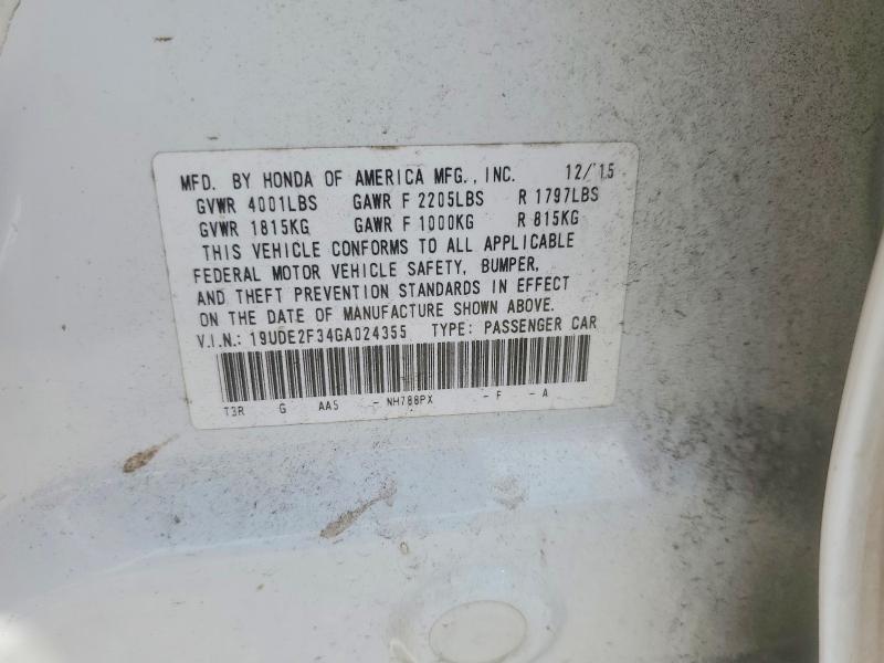 Auction sale of the 2016 Acura Ilx, vin: 19UDE2F34GA024355, lot number: 61212696