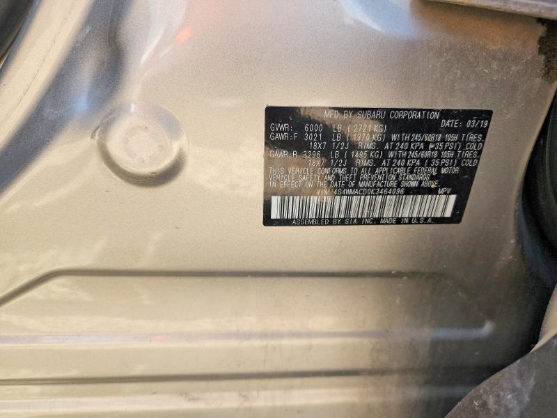 Aukcja sprzedaży 2019 Subaru Ascent, vin: 4S4WMACD0K3464096, numer aukcji: 61784116