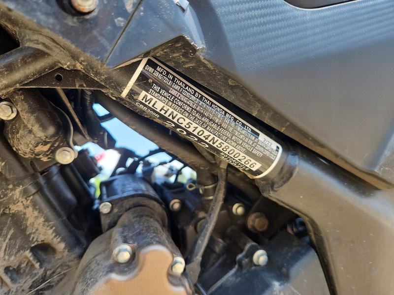 59844026 :رقم المزاد ، MLHNC5104N5800266 vin ، 2022 Honda Cbr300 مزاد بيع