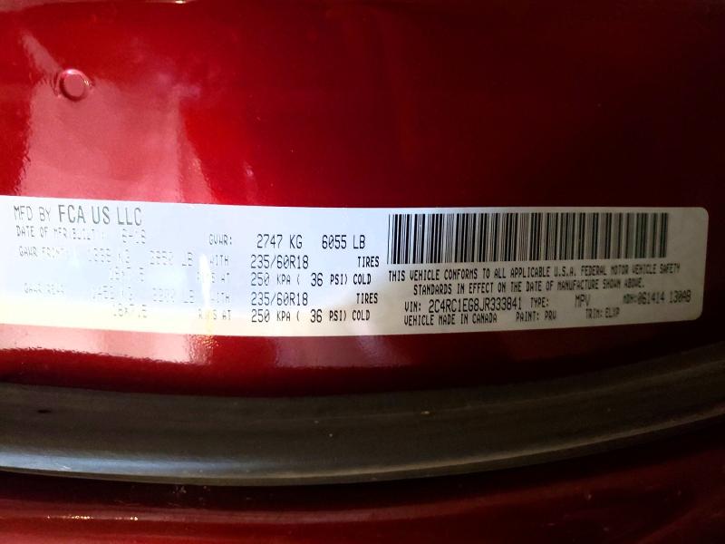 60754776 :رقم المزاد ، 2C4RC1EG8JR333841 vin ، 2018 Chrysler Pacifica مزاد بيع