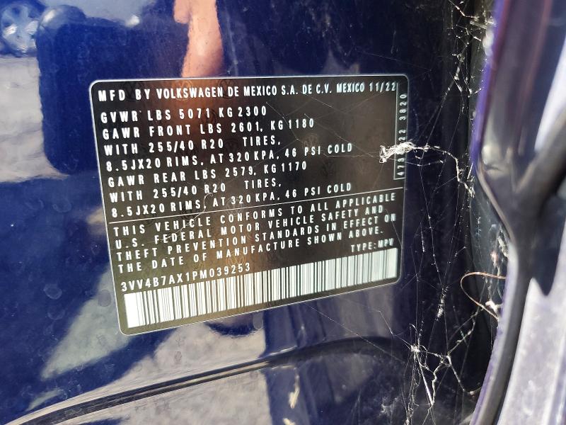 2023 Volkswagen Tiguan მანქანა იყიდება აუქციონზე, vin: 3VV4B7AX1PM039253, აუქციონის ნომერი: 62142676