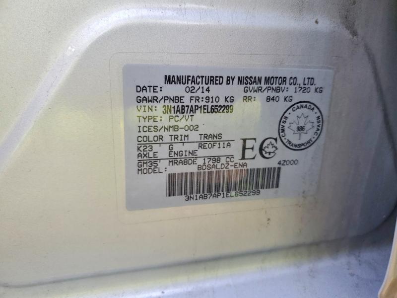 2014 Nissan Sentra მანქანა იყიდება აუქციონზე, vin: 3N1AB7AP1EL652299, აუქციონის ნომერი: 59152876