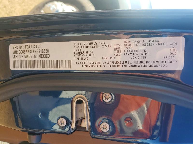 62007316 :رقم المزاد ، 3C63RRKL8NG216560 vin ، 2022 Ram 3500 مزاد بيع