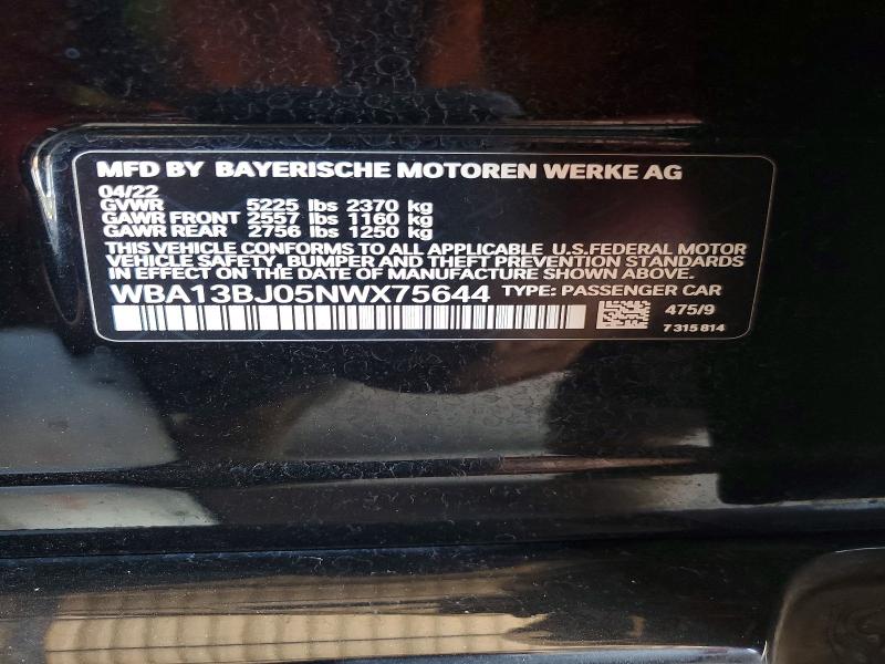 Aukcja sprzedaży 2022 Bmw 530, vin: WBA13BJ05NWX75644, numer aukcji: 85985335