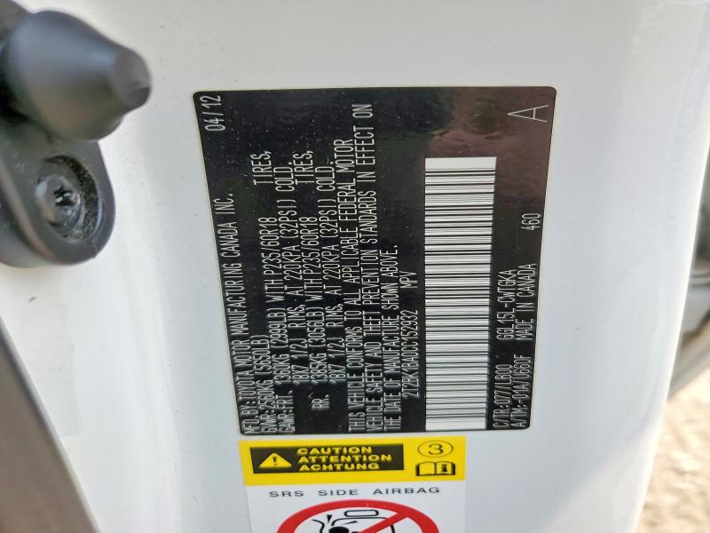 Aukcja sprzedaży 2012 Lexus Rx, vin: 2T2BK1BA0CC152932, numer aukcji: 61264056