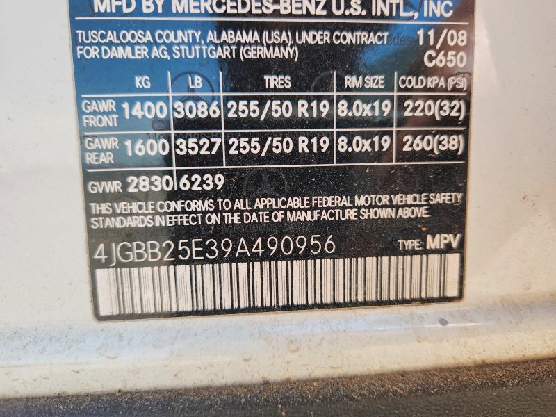 Aukcja sprzedaży 2009 Mercedes-benz Ml, vin: 4JGBB25E39A490956, numer aukcji: 61582886