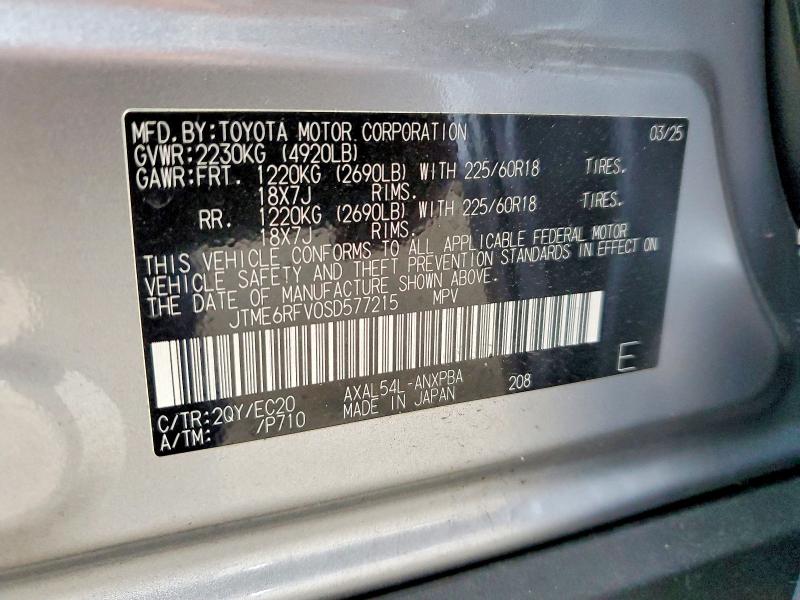 Продаж на аукціоні авто 2025 Toyota Rav4, vin: JTME6RFV0SD577215, номер лоту: 60831386