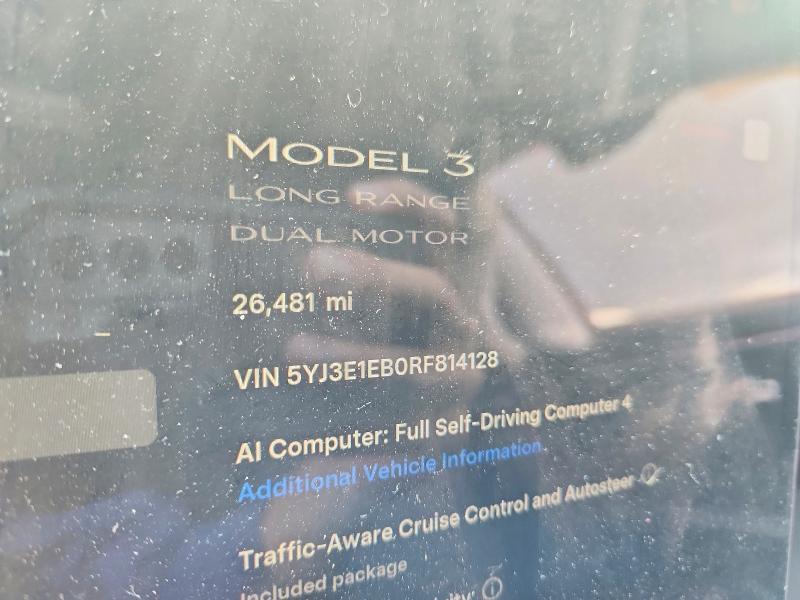 2024 Tesla Model 3 მანქანა იყიდება აუქციონზე, vin: 5YJ3E1EB0RF814128, აუქციონის ნომერი: 60402076