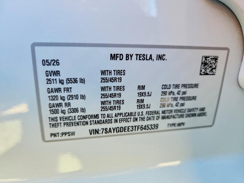 61779766 :رقم المزاد ، 7SAYGDEE3TF645339 vin ، 2026 Tesla Model Y مزاد بيع