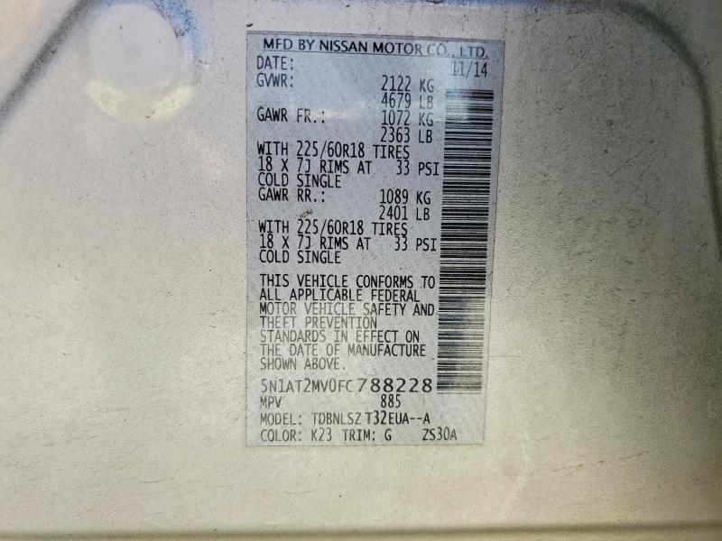 Продажа на аукционе авто 2015 Nissan Rogue, vin: 5N1AT2MV0FC788228, номер лота: 58952626