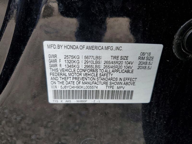 Продаж на аукціоні авто 2019 Acura Mdx, vin: 5J8YD4H90KL005574, номер лоту: 63001376