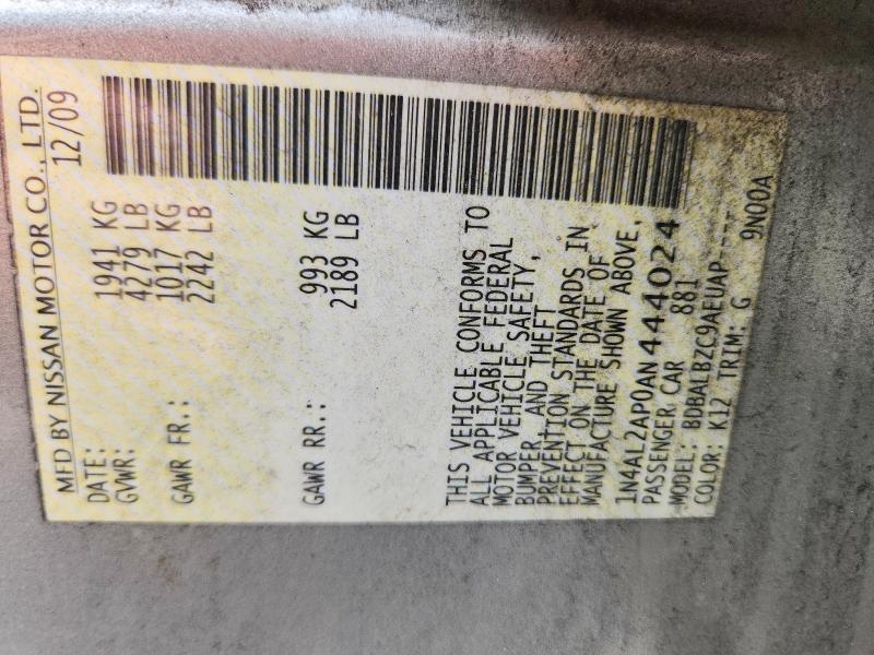 Продаж на аукціоні авто 2010 Nissan Altima, vin: 1N4AL2AP0AN444024, номер лоту: 63101786