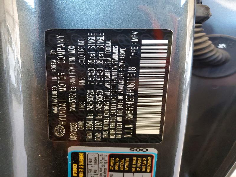 2023 Hyundai Palisade მანქანა იყიდება აუქციონზე, vin: KM8R74GE4PU611918, აუქციონის ნომერი: 62781616
