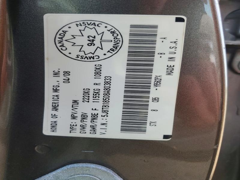 2008 Acura Rdx მანქანა იყიდება აუქციონზე, vin: 5J8TB18508A803833, აუქციონის ნომერი: 62752636
