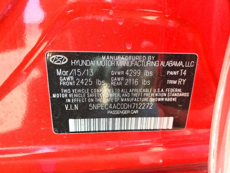 Продажа на аукционе авто 2013 Hyundai Sonata, vin: 5NPEC4AC0DH712272, номер лота: 59857486