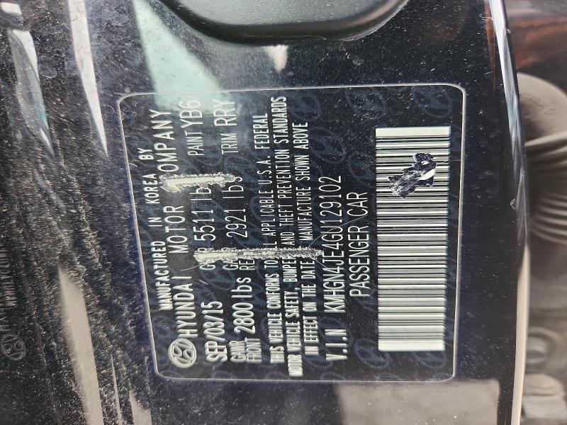 2016 Hyundai Genesis მანქანა იყიდება აუქციონზე, vin: KMHGN4JE4GU129102, აუქციონის ნომერი: 60508136