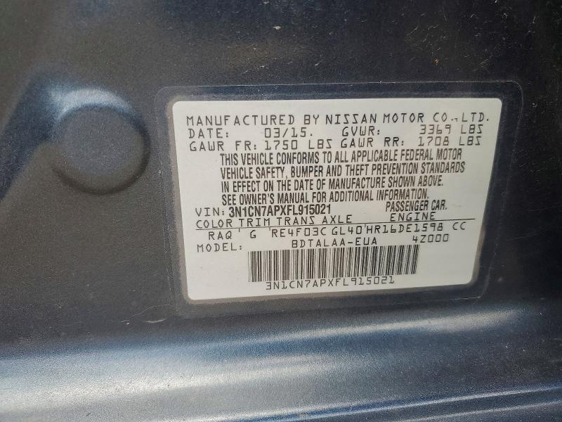 Продаж на аукціоні авто 2015 Nissan Versa, vin: 3N1CN7APXFL915021, номер лоту: 62246886