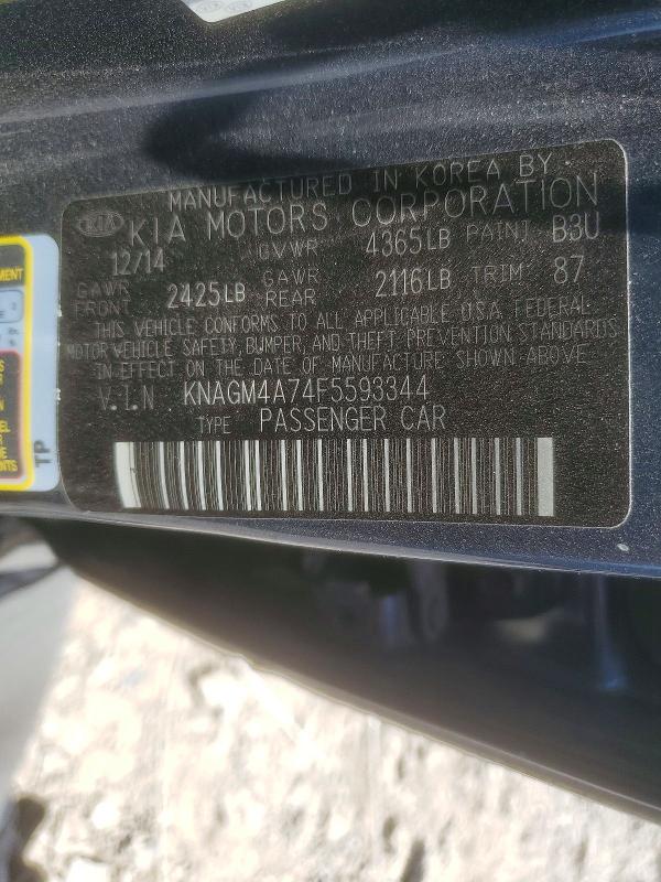 62272686 :رقم المزاد ، KNAGM4A74F5593344 vin ، 2015 Kia Optima مزاد بيع