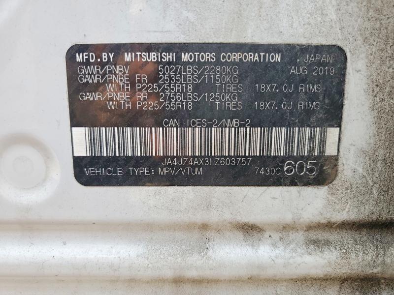 2020 Mitsubishi Outlander მანქანა იყიდება აუქციონზე, vin: JA4JZ4AX3LZ603757, აუქციონის ნომერი: 61498596