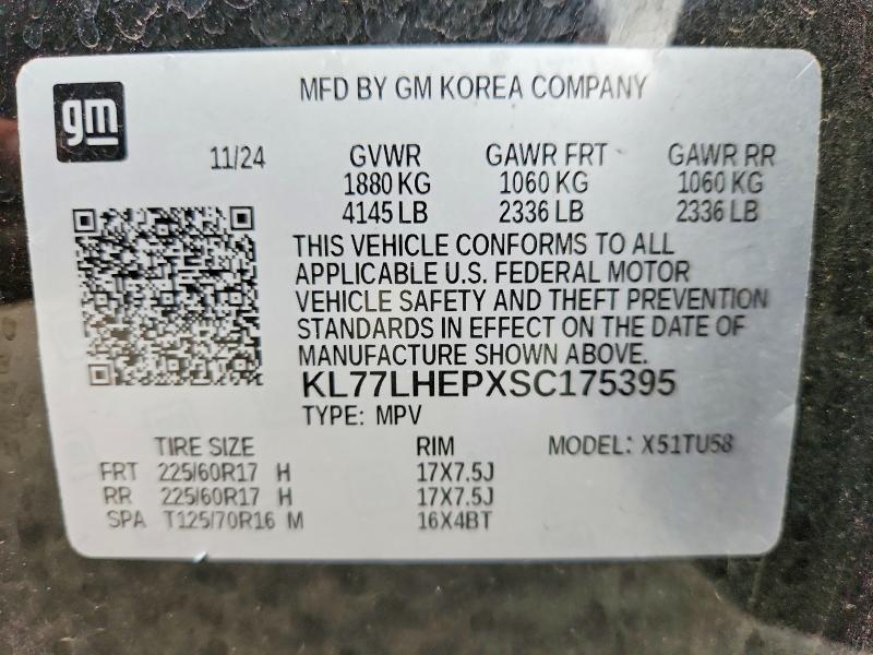 63139986 :رقم المزاد ، KL77LHEPXSC175395 vin ، 2025 Chevrolet Trax مزاد بيع