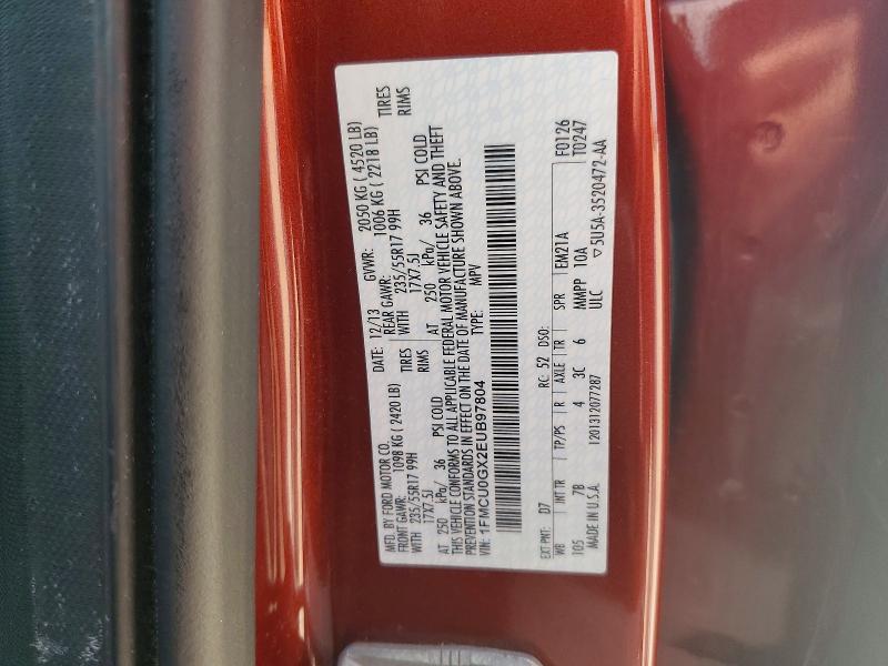 2014 Ford Escape მანქანა იყიდება აუქციონზე, vin: 1FMCU0GX2EUB97804, აუქციონის ნომერი: 59905296