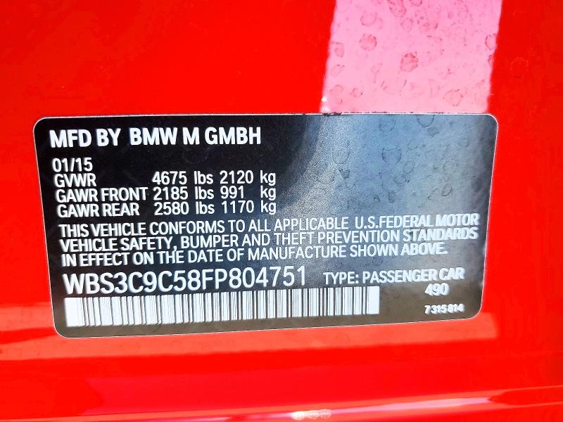 Aukcja sprzedaży 2015 Bmw M3, vin: WBS3C9C58FP804751, numer aukcji: 62859796